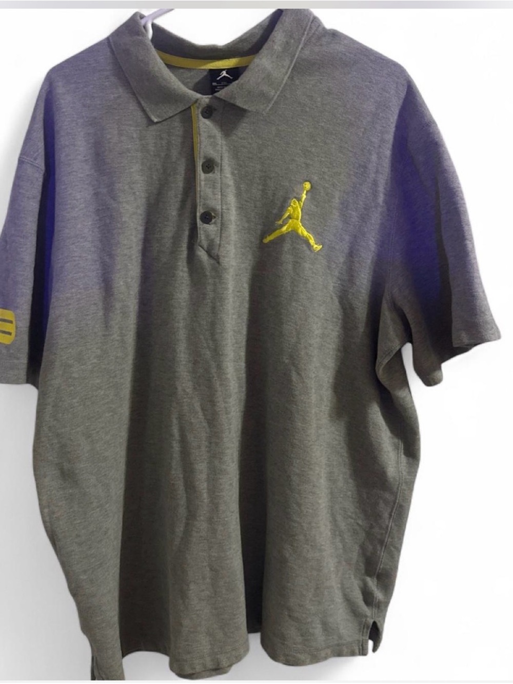 Jordan Men’s Gray Polo with Yellow Jumpman Accent